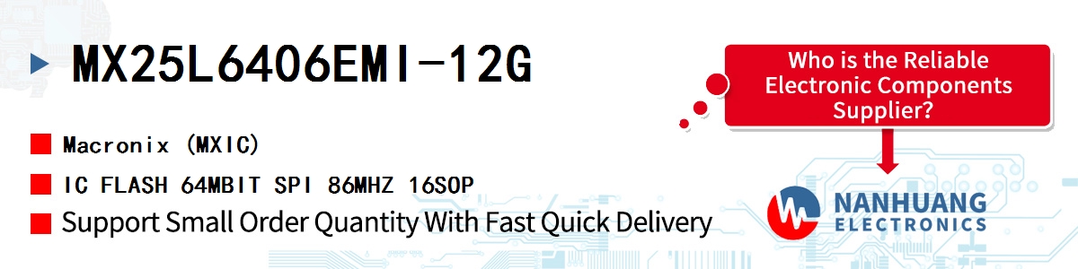 MX25L6406EMI-12G MXIC IC FLASH 64MBIT SPI 86MHZ 16SOP