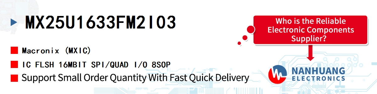 MX25U1633FM2I03 MXIC IC FLSH 16MBIT SPI/QUAD I/O 8SOP