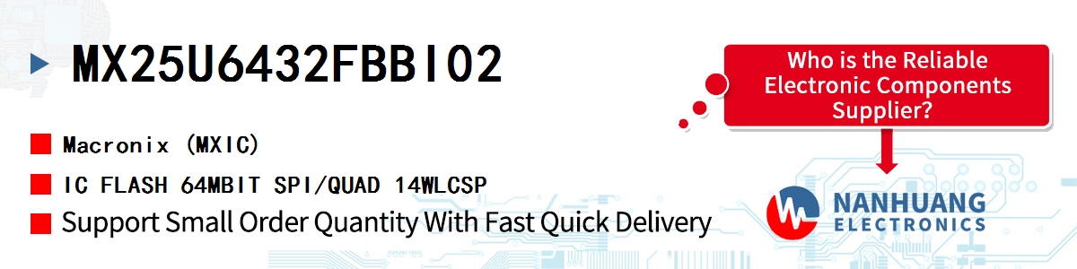 MX25U6432FBBI02 MXIC IC FLASH 64MBIT SPI/QUAD 14WLCSP