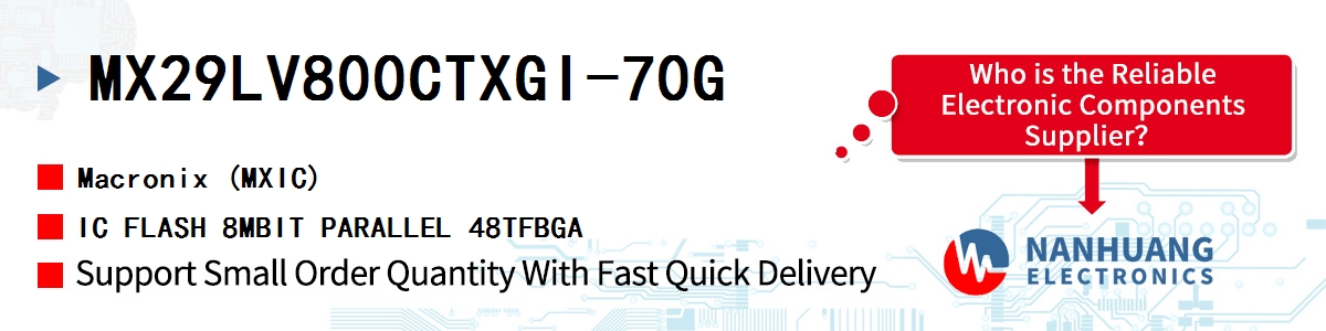 MX29LV800CTXGI-70G MXIC IC FLASH 8MBIT PARALLEL 48TFBGA